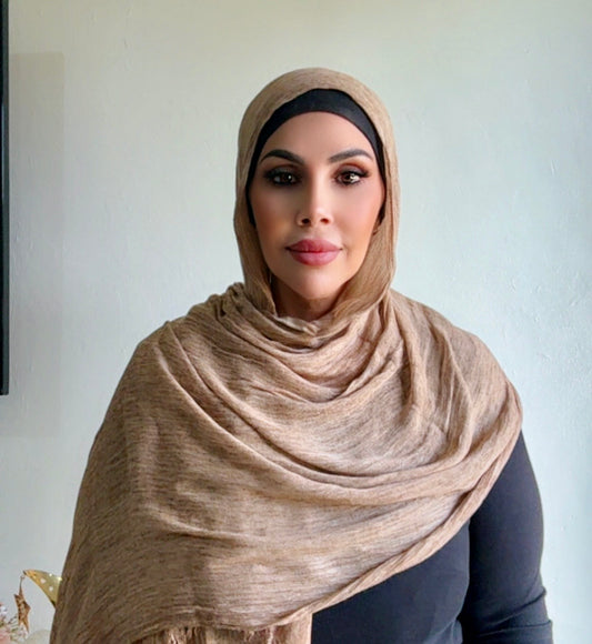 Textured rayon hijab sand