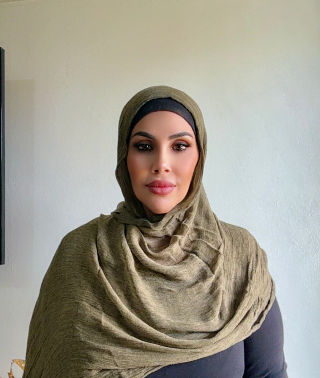 Textured rayon hijab khaki