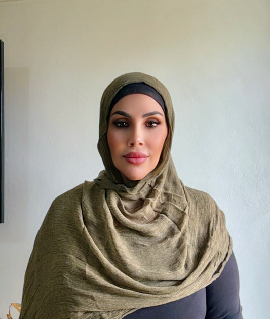 Textured rayon hijab khaki