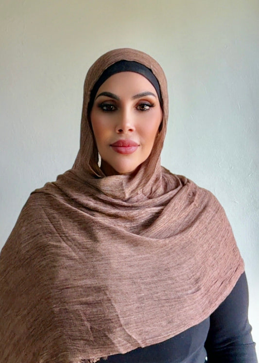 Textured rayon hijab walnut