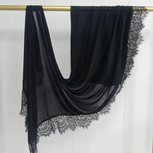 Black lace hijab set