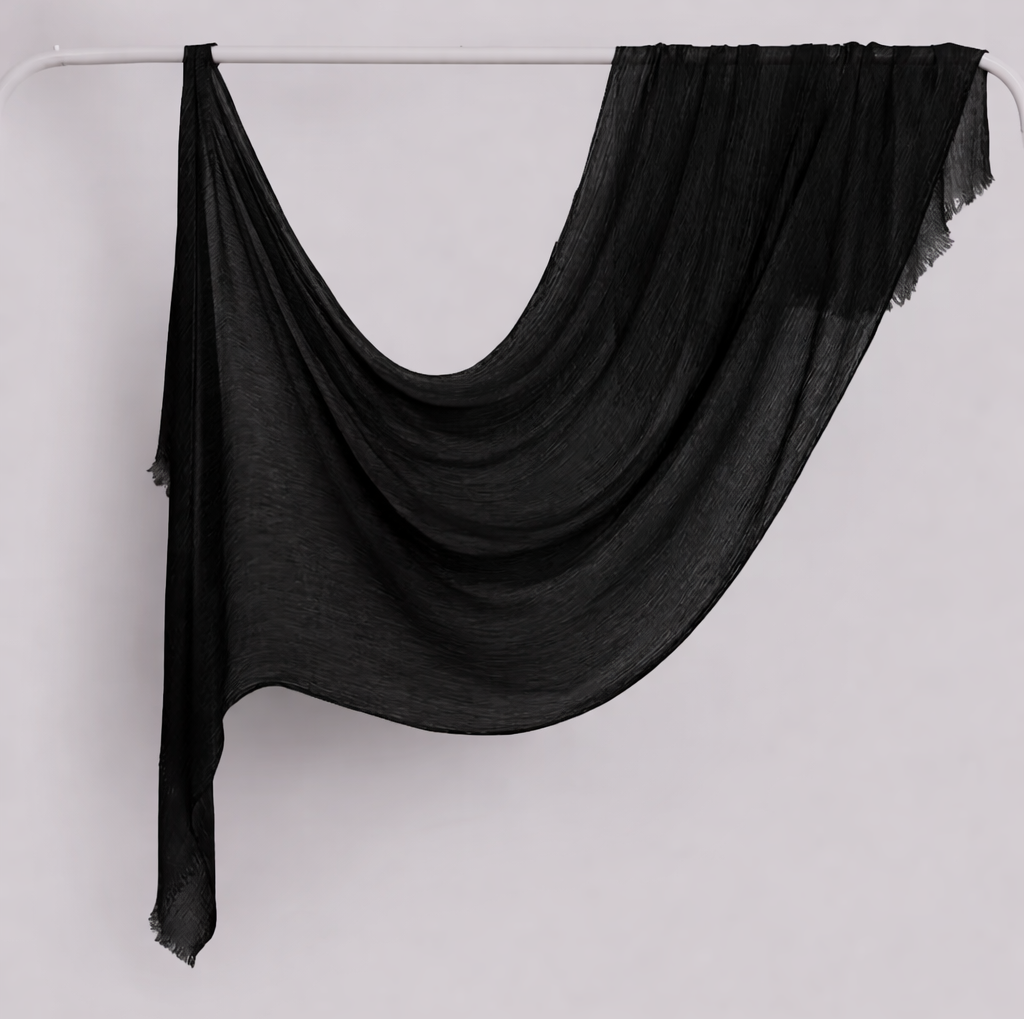 Black rayon crinkle hijab